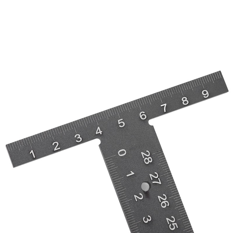 Multifunction Woodworking Ruler Aluminum Alloy T Shaped Black Measuring Marking
