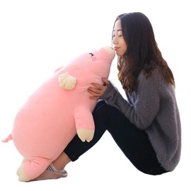 EHOTONG Pig Plush Pillow, Piggy Soft Hugging Pillow Funny Cute Pig Stuffed Animal Toys Christmas Birthday Girlfriend Gift, 27 inch
