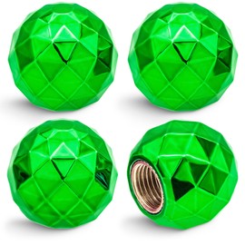 MEAJOO 4PCS Sparkle Ball Style Tire Valve Stem Caps, Air Caps Cover, with Rubber O-Ring, Palstic Air Leakproof Valve Caps Cover fits Cars, Trucks, Bikes, Motorcycles, Bicycles Tire Caps(Green)