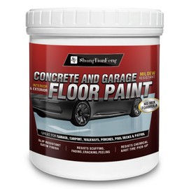 Professional Epoxy Floor Paint Kit (1 Gallon) - Light Blue Acrylic Concrete Coating for household floor and walls are in a fashionable and elegant blue color, which is dirt-resistant Garages & Basements | Single Component Formula | Scratch Resistant & Low VOC | Ready-to-Use