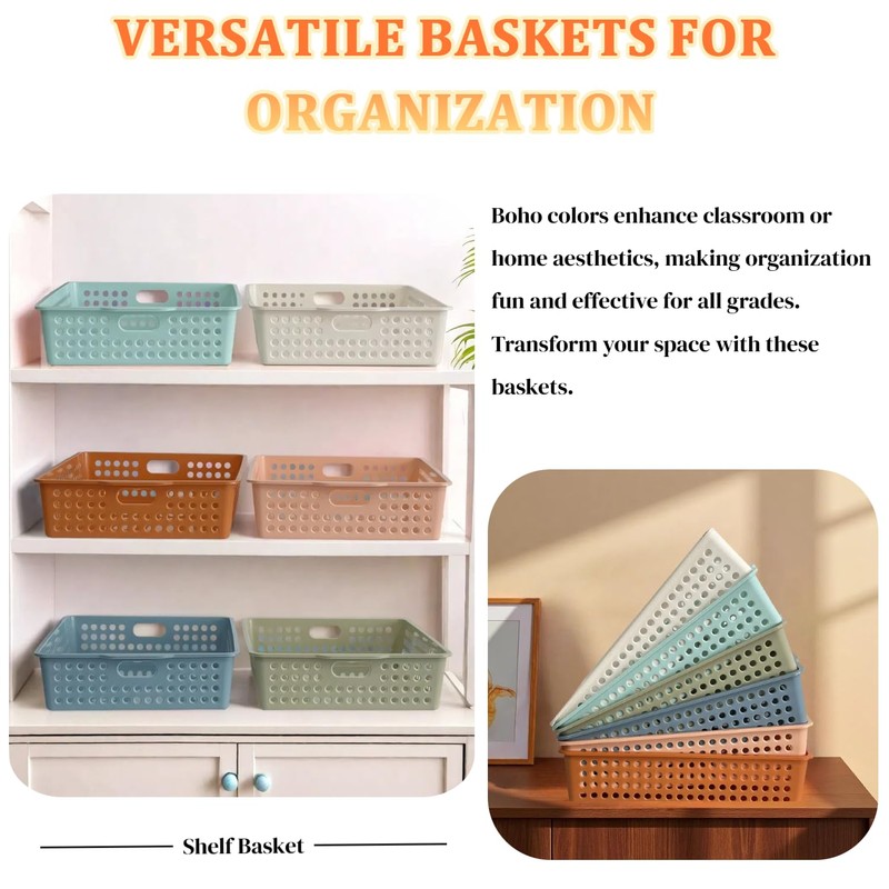 6 Pack Plastic Turn in Paper Trays for Classroom, Storage