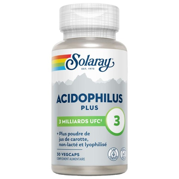 Solaray Acidophilus Plus 3 Milliards UFC 30 gélules