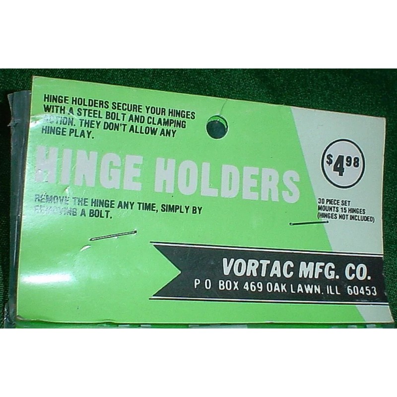 VORTAC MFG CO HINGE HOLDERS, 30 PIECE SET, MOUNTS 15