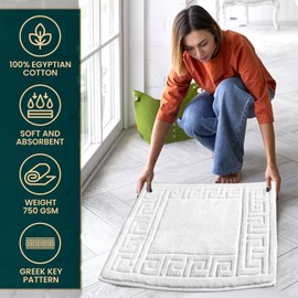 Pack 1-4 100% Egyptian Cotton Non-Slip Rug Door Mat Super Soft Absorbent Cotton Machine Washable Indoor and Outdoor Bath Mats 50 x 75 cm(White, OS)