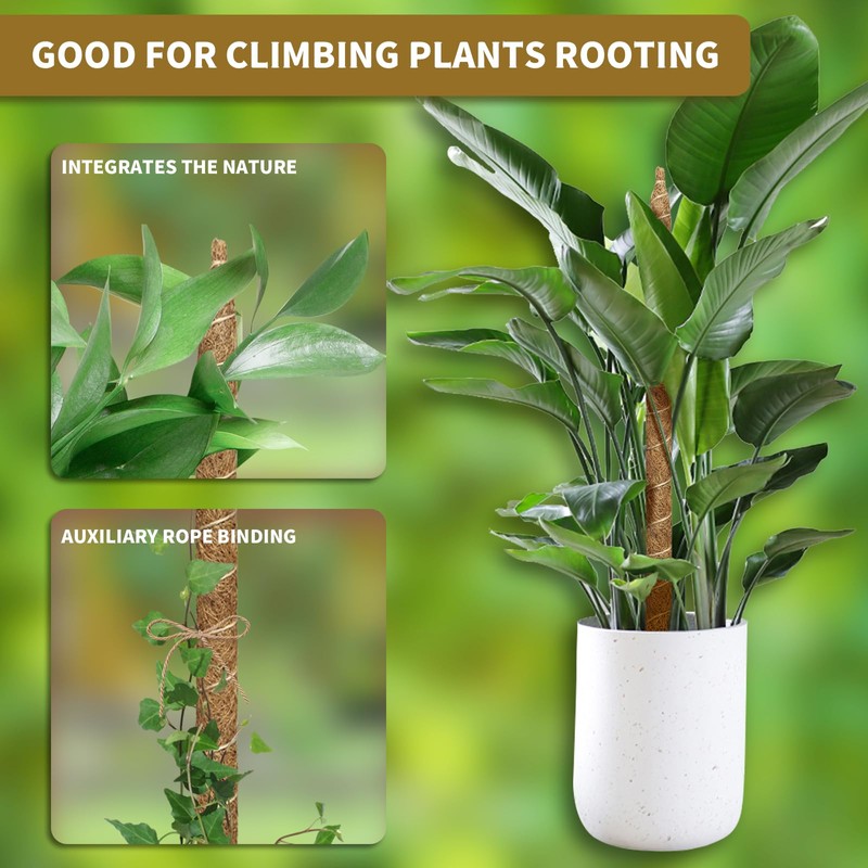 3 Pack Moss Pole Monstera Plant Support, 28 Inch Bendable