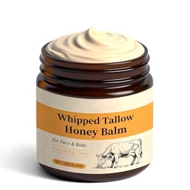 LANGSTON Whipped Beef Tallow Balm with Honey, 4.23oz | Grass-Fed Tallow & Honey Extract Face Body Cream | Deep Moisture for Dry Sensitive Skin | Non-Greasy Fast-Absorbing