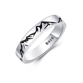 YFN Mountain Rings Sterling Silver Mountain Rings Nature Jewelry Gift For Skiers, Hikers, Campers, Climbers And Nature Lovers, Sterling Silver, No Gemstone