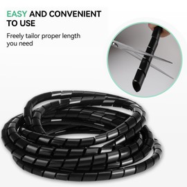 AGPTEK Cable Sleeve, Cable Protection Tube 12-25 mm, 6 m Organiser Cable Duct, Cable Cover Protection, Flexible Cable Tangle Protection, Black