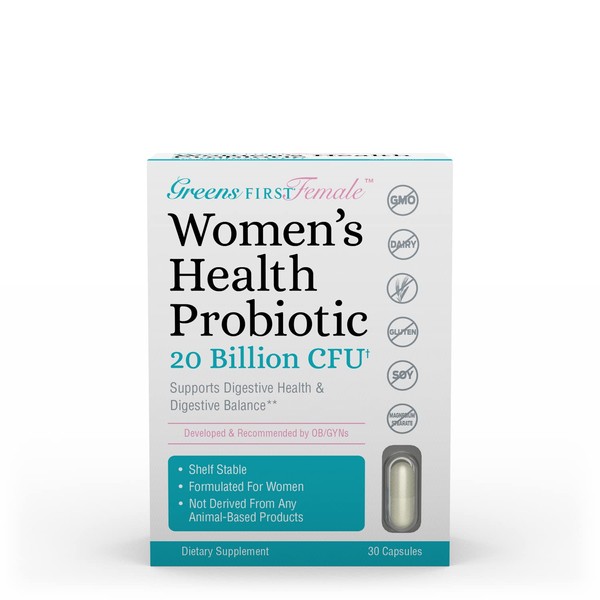 Greens First Female Probiotics for Women - 20 Billion CFU, Digestion & Feminine Support - Womens Probiotic - 30ct
