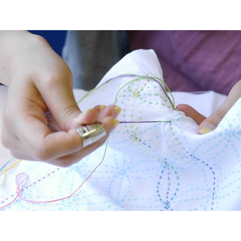 ナスカ 刺し子布 白 13矢羽根