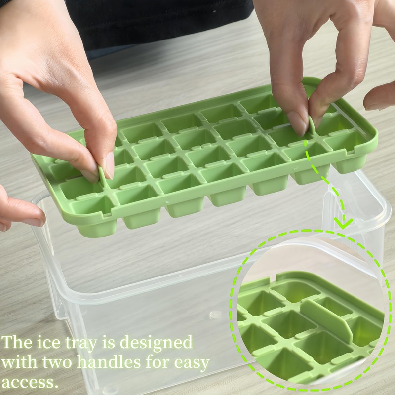 Ice Cube Tray with Lid and Bin, 56 Pcs Ice