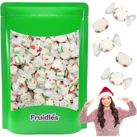 Fruidles Christmas Sweet Taffy, Red, Green & White, Mixed Fruit Flavor, Kosher Parve Dairy, Individually Wrapped Taffy (2 Pounds)