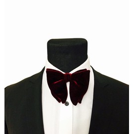 FERUCCI Mens FERUCCI Oversized Pre Tied- Burgundy Velvet Bowtie, Wedding  big bow tie