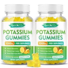 Potassium Citrate Gummies 1000mg, High Potency Potassium Supplement Gummies for Adults Women & Men, Support Leg Cramps & Muscle Health, Sugar-Free, Pineapple Flavor, 120 Count