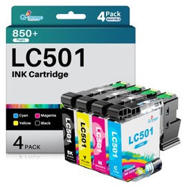 LC501 LC501XL Ink Cartridges High Yield Compatible for Brother LC501 LC-501 LC 501 Ink Work with Brother MFC-J1360DW MFC J1360DW MFC-J1410DW MFC-J1260W Printer Ink (Black Cyan Magenta Yellow, 4 Pack)
