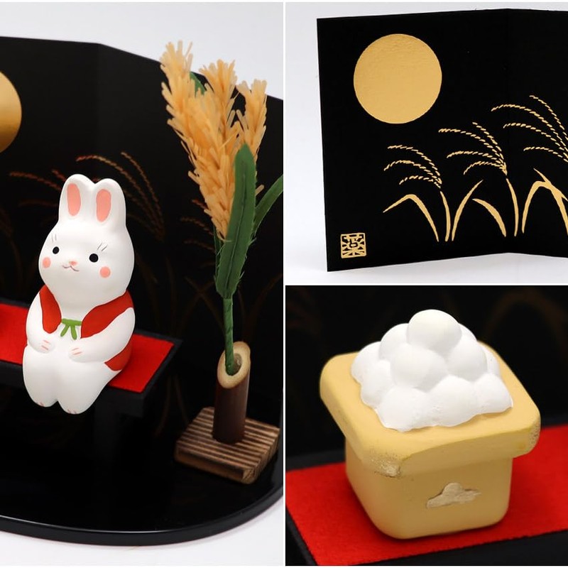 Osaka Choseido Rabbit Figurine, Ceramic Rabbit, Original Wooden Card with