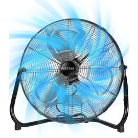 BEESTAR 20 Inch Floor Fan,High Velocity Fan with 3-Speeds&Adjustable Tilting Head,Heavy Duty Metal Industrial Fan for Shop, Garage,Commercial, Residential, and Greenhouse,Black (20 INCH)