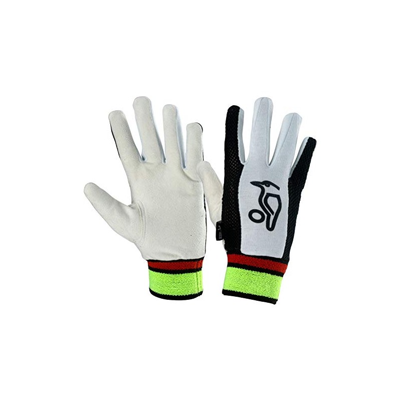 KOOKABURRA Unisex Plain Chamois Wicket Keeping Inners, White/Black, Adult UK