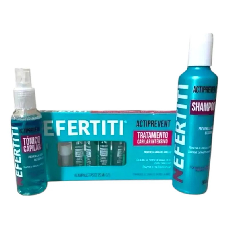 Kit Anticaída Actipreven Shampoo Tónico Ampolletas Nefertiti