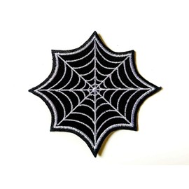 Black Spider Web Punk Rocker Biker Rider Patch Embroidered Iron on Patches for Backpacks Jeans Jackets Clothing