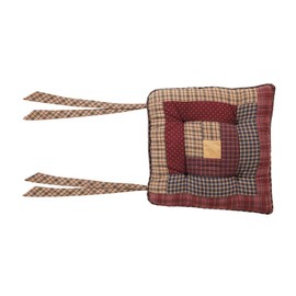 VHC Brands Millsboro Log Cabin Patchwork Cotton Rustic Tabletop Kitchen Tie Back(s) Square Table Décor, 1 Count (Pack of 1), Burgundy Red