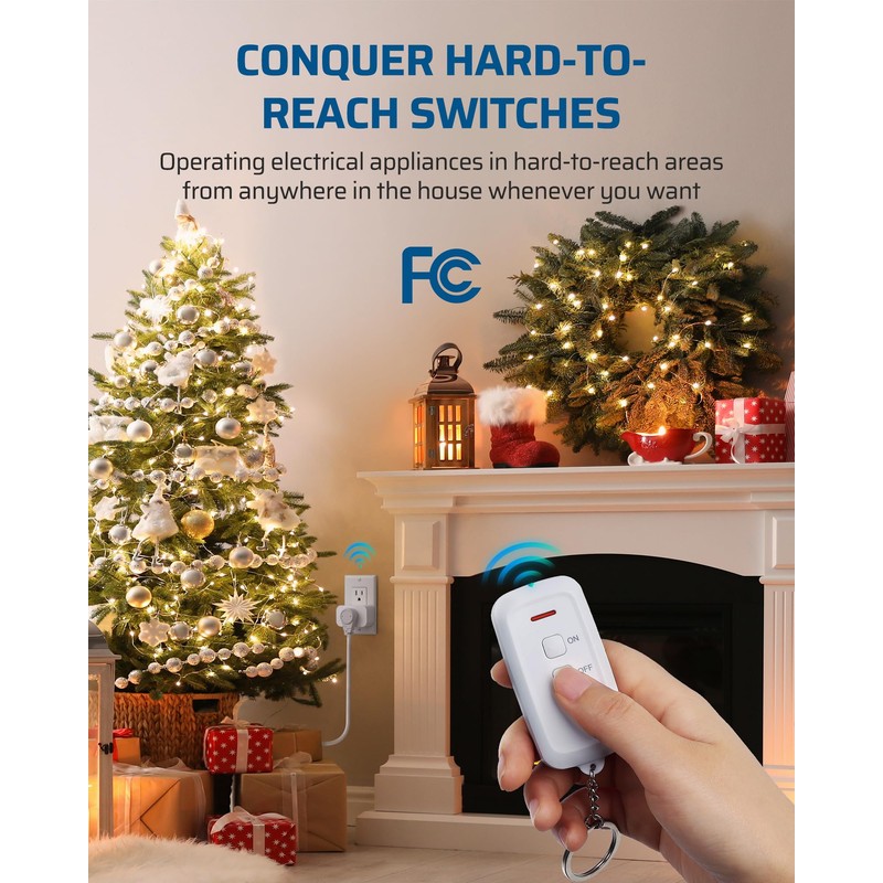 DEWENWILS Indoor Remote Control Outlet, Wireless Remote Light Switch, No