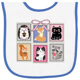 inktastic Woodland Animals Baby Terry Cloth Bib White and Royal 46d4d