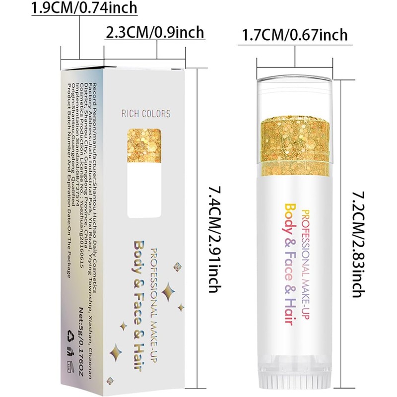 Stick De Purpurina Para El Rostro Gel Reluciente De Colores