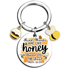Stocking Stuffers for Female Christian Gifts for Women Appreciation Keychain for Teacher Friend Christmas Stocking Stuffers for Teen Girls Best Friendship Gift for Women Friend Honey Bee Keychain
