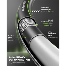 RAINPOINT Garden Hose 10ft x 5/8", Short Water Hose, Flexible, Lightweight Hybrid Hose with Swivel Handle, Female to Female Fittings