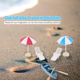 Toyvian Mini Beach Style Miniature Ornament Kit Beach Miniature Dollhouse Decoration Beach Miniature Figure Parasol Mini Garden Decoration Mini Desktop Sandbox Accessories