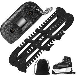 Newsmy 4 Pack Ice Skate Blade Covers, Adjustable Quick Ice Skate Sharpener Grindstone Grinding Sharpening Tool with Velvet Bag (Black)