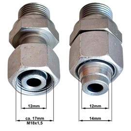 M&M Smartek Adapter M18 x 1.5 Female to 3/8 Inch Male | High Pressure Connector Nipple Made of Steel | Connection for Lance Hoses Pistols Pressure Washer | Thread Adapter Suitable for Bores 12-14 mm