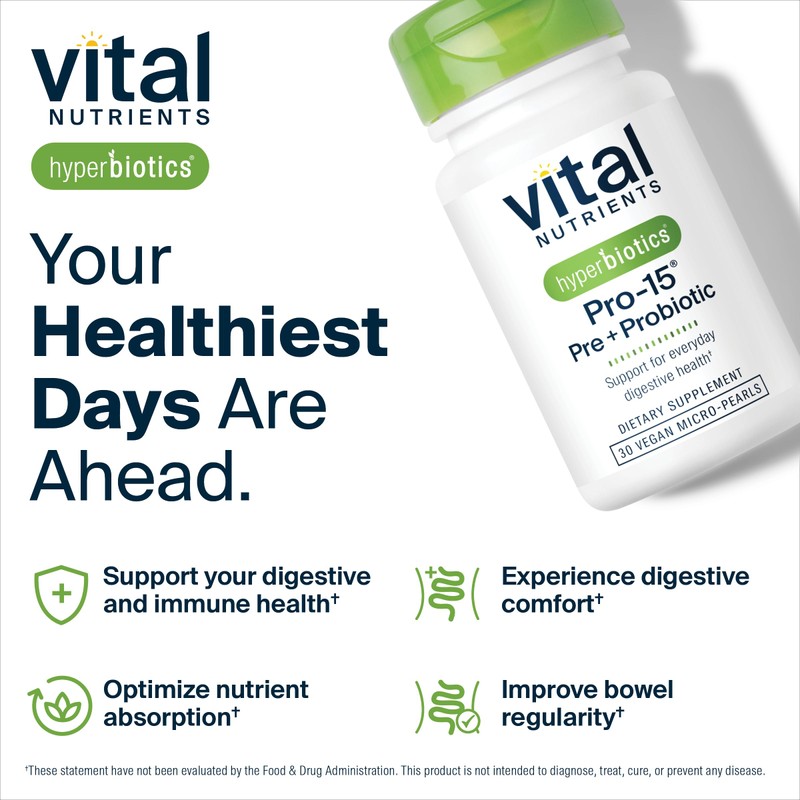 Hyperbiotics Vital Nutrients Pro-15 Prebiotics and Probiotics for Women and