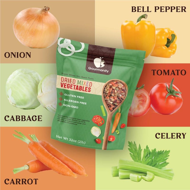 2lb Tasty Vegetable Soup Blend, Dehydrated Vegetables for Ramen Toppings,