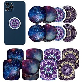 24 Pieces Phone Metal Plates Magnetic Mount Metal Plate for All Magnetic Car, Cell Phone, Tablet Holder, 12 Rectangle and 12 Round (Purple and Blue,Delicate Style)