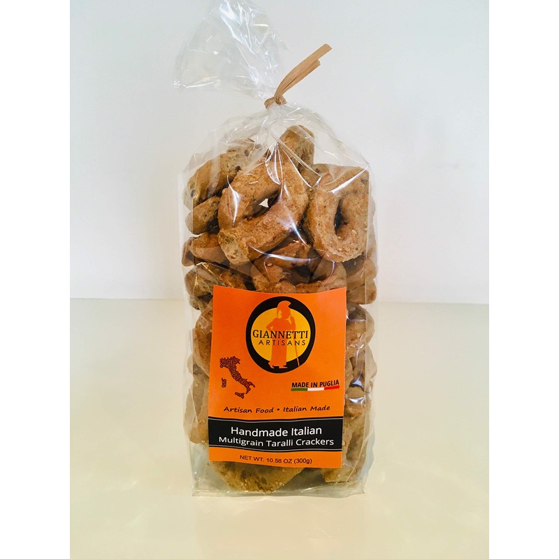 Giannetti Artisans Handmade Multigrain Taralli Crackers - Imported from Apulia,