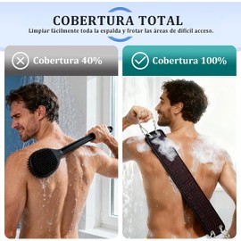 Estropajo para Cuerpo y Ducha 97CM: Exfoliante Doble Cara Resistente al Moho, Sustituto Cepillo/Esponja para Baño, Cobertura 100% de la Espalda