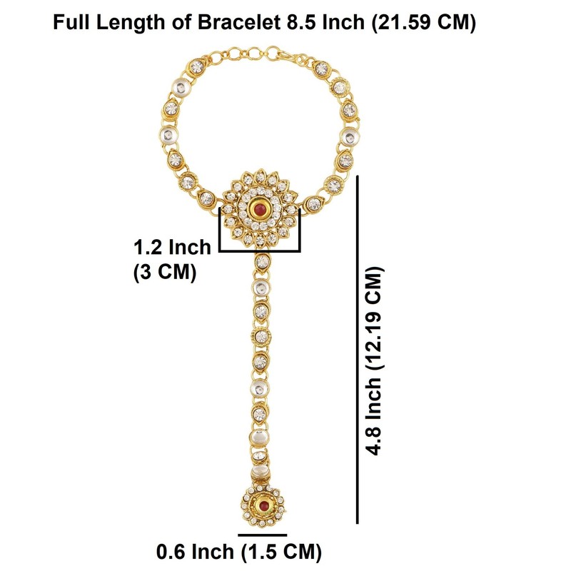 Efulgenz Indian Bollywood Gold Tone Crystal Kundan Finger Ring Link