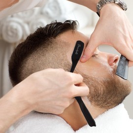 Bucchelli Black Folding Straight Edge Razor W/Pack Of 10 Blades