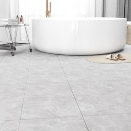 40 Pack Cover 40 Sq.Ft Peel and Stick Floor Tiles, 12” x 12” Self Adhesive Vinyl Flooring Easy DIY Installation for Kitchen, Living Room, Laundry, RV, Light Grey Marble