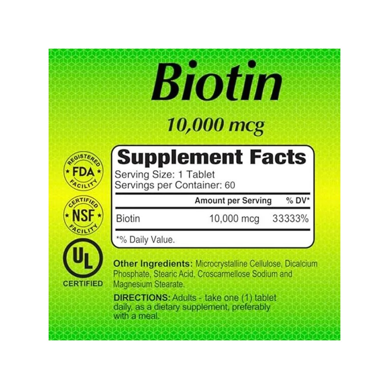 Alfa Vitamins Biotina 10,000 Mcg 120 Tabletas Paquete 2
