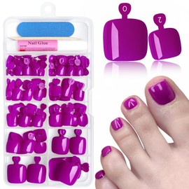 EternalClassic 144pc Press on Toenails for Women Toe Nail Press ons Short Square with Glue&Jelly Glue, Purple Fake Toe Nails Glue on Toe Nails, Full Cover Acrylic Artificial Toe Press on Nails