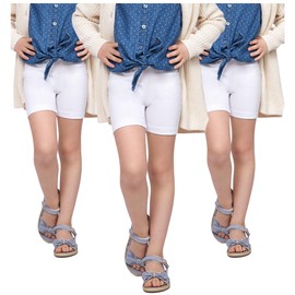 hi!mom School Short Leggings for Girls Cotton Rich 1/2 Length Shorts for School Uniform I Over-Knee Baby Kids Cotton Legggings Dancing School Elastic Soft Short Pants, 2-13 Years, 3 Pack