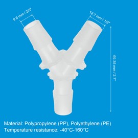PATIKIL 1/2" Plastic Hose Barb Fitting, 10 Pack Y Shaped 3 Way Equal Barbed Joint Splicer Mender Union Coupler Adapter 2.7 Inch for Gas Liquid Air Line Tubing Pipe
