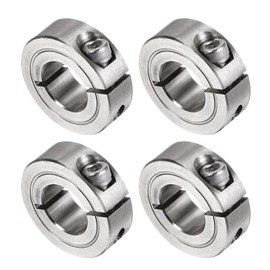 uxcell 4pcs Single Split Clamp-On Shaft Collar 5/8" Bore One-Piece Clamping Collar, 1-5/16" OD, 7/16" Width, 304 Stainless Steel Axle Collar Clamp, Set Screw Style