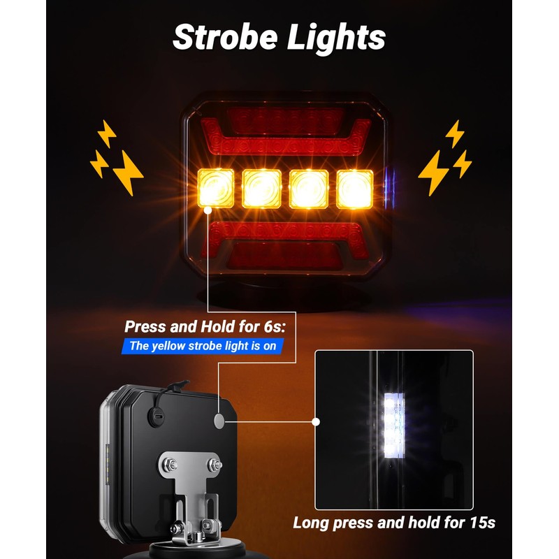 328FT Long Range Magnetic Tow Light Kit with 4/7 Pin