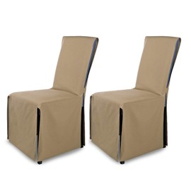 Scheffler Home Mila Chair Covers Set of 2/Festive Chair Cover with Bow for Christmas, Wedding, Birthday/Elegant Banquet Cover for Any Occasion and Chair/for Dining Room, Living Room, Beige