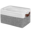 Patvingot Linen Canvas Storage Baskets - Foldable Fabric Boxes with