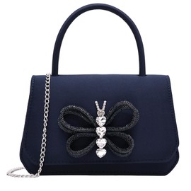 Milisente Women Wedding Party Evening Clutch Bags Clutches Handbags Crystal with Shoulder Chain, 334-Navy